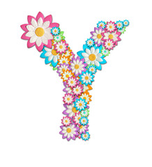 Flower Alphabet isolated on white background