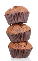 Fresh muffins isolated on white