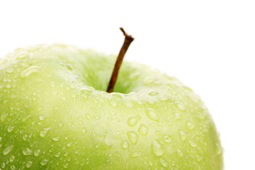 Ripe green apple isolated on white