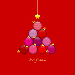 Abstract Christmas Tree Balls Pattern Red/Pink Gold