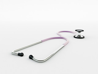 pink stethoscope isolated on white background