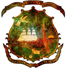 liberia coat of arms - obrazy, fototapety, plakaty