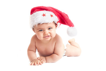 baby with christmas hat