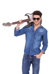 young man with shades and guitar
