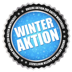Button "Winter-Aktion" Blau/Schwarz/Silber