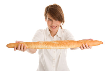 Woman with baguette