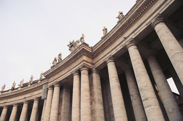Famous colonnade of St. Peter's Basilica in Vatican, Rome, Italy