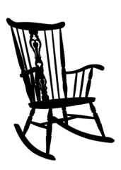 Vintage Rocking Chair Stencil - Right Side Tilted
