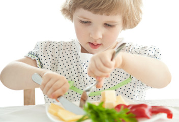 Adorable baby girl eating