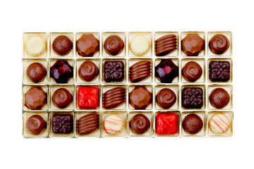 Sweet chocolates ball in the box isolated