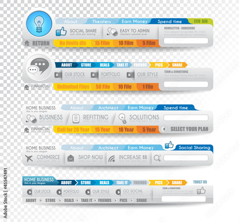 Poster collection of web elements - various templates