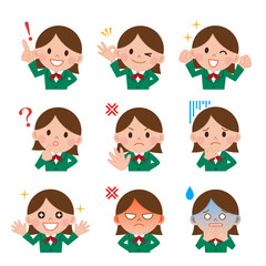 女の子　表情　アイコン　セット