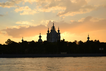 Neva river at sunset, St.Petersburg