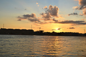 Neva river at sunset, St.Petersburg