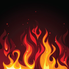 hot burning blazing fire flames on dark background