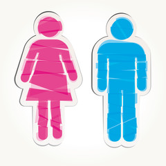 Colored male and female sign vector