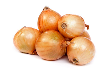 Group of a onions, isolated on white