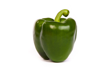 A green sweet  bell pepper isolated on white
