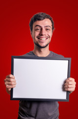 fanny smiling guy showing sign