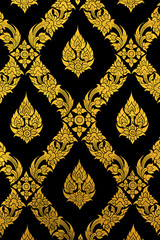 Thailand temple pattern thai mural on church wall