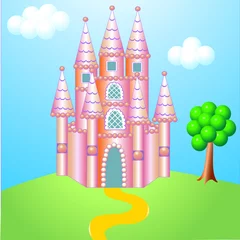 Peel and stick wallpaper Castle rose nice castle on hillock with tree