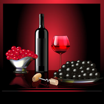 wine goblet grape on dark background
