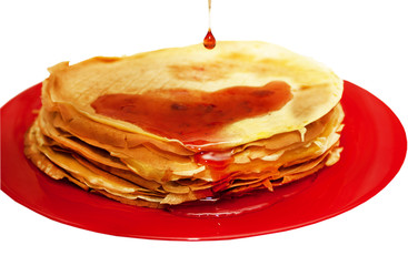 Pancakes with strawberry jam