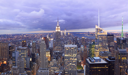 New York skyline at dusk