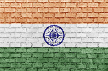 India flag on a brick wall