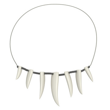 necklace of teeth on a white background