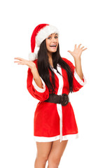 Beautiful christmas woman in santa hat