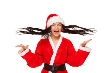 Beautiful christmas woman in santa hat