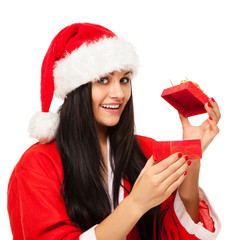 Beautiful christmas woman in santa hat