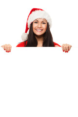 Beautiful christmas woman in santa hat