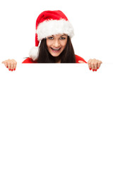 Beautiful christmas woman in santa hat