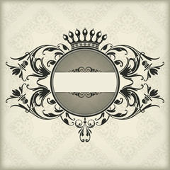 Vintage frame with crown