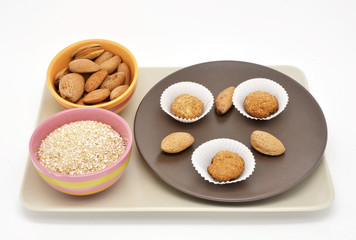 composition with almond cookies and oatmeal