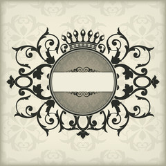 Vintage frame with crown