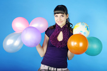 Fototapeta premium portrait beautiful girl with air ball