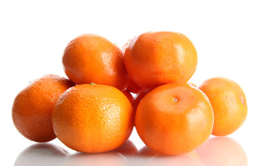 ripe tangerines isolated on white