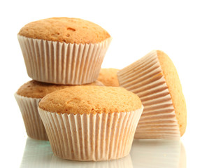 tasty muffin cakes, isolated on white