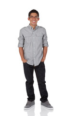 Obraz premium College age man standing with hands in pocket