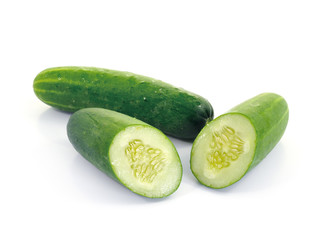 Fresh cucumber slice isolated on white background