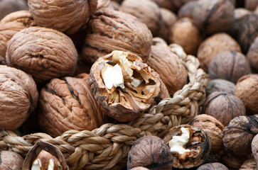 Walnuts in a pile