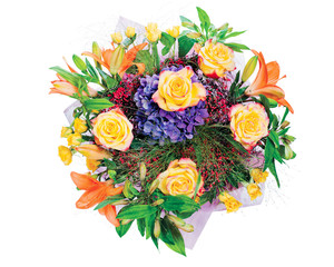 colorful flower bouquet isolated on white background
