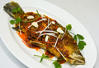 Fried snapper with chili sauce