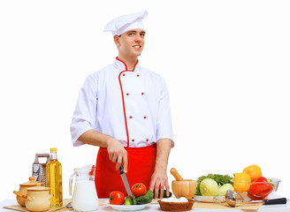 Young cook preparing food