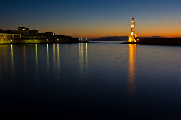 Fototapeta na wymiar Lighthouse at the entrance of Hanja harbour