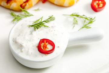 dip of garlic, chilli and dill