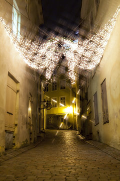 Christmas decoration lights in the Old Town of Tallinn